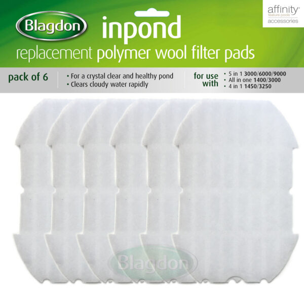 InPond 3000/6000/9000 & AG 4 In 1 1600/3250 Polymer Wool Filter Pad x 6
