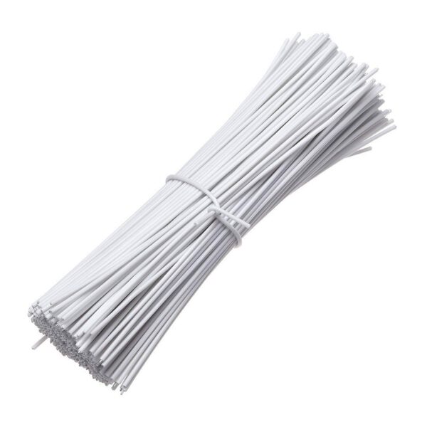 Twist tie plastic white with single wire insert 150mm 6 inch