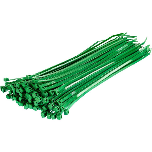 Cable ties virgin nylon 6/6 GREEN 140mm x 3.6mm (standard NON releasable) Zero halogen +low smoke and fume.